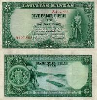 # ŁOTWA - 25 RUBLI - 1938 - P-21 - VF