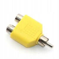 Yellow 1 Male To 2 Female RCA Y Splitter AV Audio Video Plug Converter Plug