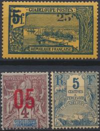 Gwadelupa - Kolonie Kwiaty Ryby Krajobraz Statki Pax i Merkury Przedruki