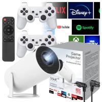 PROJEKTOR RZUTNIK LED 4K WIFI PRZENOŚNY OBROTOWY + 2 PADY GRY ANDROID PILOT