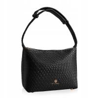 Torebka Damska BETLEWSKI MILEY Czarna Elegancka Na Ramię Pleciona Eko Skóra