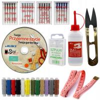 Набор аксессуаров для швейной машины, иглы, нитки, шпульки, измерительные ножницы