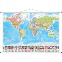 Политическая карта мира с флагами государств большая XXL актуальная ArtGlob