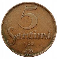 ŁOTWA 5 SANTIMI 1922