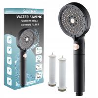 Słuchawka prysznicowa czarna z FILTREM OSZCZĘDNA 5 FUNKCJI MOCNA START STOP