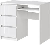 RADEK 90 см белый глянцевый компьютерный стол 3 ящика левый ламинированный
