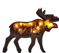Деревянные рождественские украшения оленей со светодиодом
