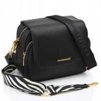 MONNARI женская сумка-мессенджер с клапаном Черная искусственная кожа два ремня