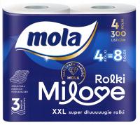 MOLA MILOVE PAPIER TOALETOWY 4 ROLKI XXL 3 Warstwy Super Długi