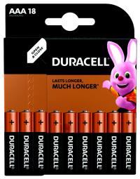 18x Alkaliczne Baterie Duracell DURALOCK AAA / LR3