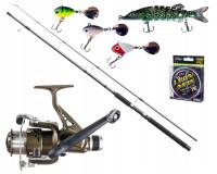 Zestaw Spinningowy Wędka JAXON na Szczupaka Kołowrotek Plecionka Wobler
