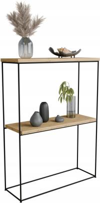 Nowoczesna Konsola Podwójna Przedpokój Loft 60x20x80 Czarna+Dąb Artisan