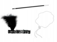 Ретро Чарльстон набор: перьевая повязка, сигара 30 см жемчужное ожерелье