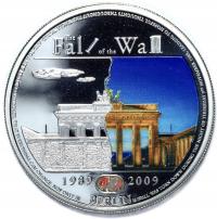 Palau 5 dolarów 2009 Upadek Muru Berlińskiego 25 g Ag925