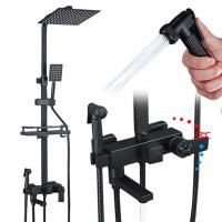 ZESTAW PRYSZNICOWY TERMOSTATYCZNY KOLUMNA PRYSZNICOWA CZARNY 4W1