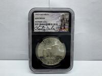 Srebrna moneta 1 dolar 1972 GEM PROOF NGC Podpisana Charlie Duke Astronaut