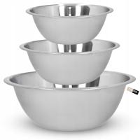 Zestaw misek kuchennych 3 sztuki metalowe na sałatkę ciasto 26cm 28cm 30cm