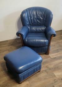 Fotel skórzany z podnóżkiem; 2341
