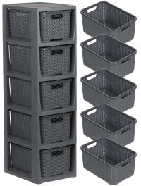 ШКАФ КОМОД ТУМБА ПОЛКА С 5 КОРЗИНАМИ ИЗ РОТАНГА BRANQ