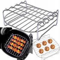 RUSZT AKCESORIA SREBRNY AIR FRYER DO BUŁECZEK BURGERÓW MIĘSA BATATÓW GRILL