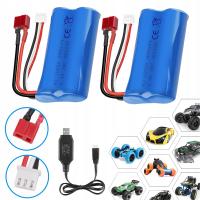 2X AKUMULATOR BATERIA LI-ION 2000 MAH 7,4 V WTYCZKA T Z ŁADOWARKĄ USB