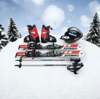 KOMPLET Narty Atomic 90 cm + Buty 28 Kijki +Kask Gratis