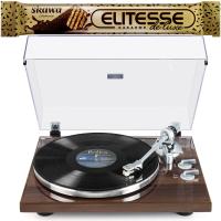 Gramofon HP-H0056 z napędem paskowym Bluetooth 2 prędkości 33 lub 45 obr/m + SKAWA WAFLE ELITESSE DE LUX 20G