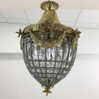 Lampa wisząca z detalami z mosiądzu i szkła 30x30x46 cm