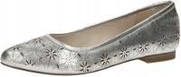 CAPRICE DAMSKIE BALERINY SREBRNE ZE SKÓRĄ 40 ŻMD