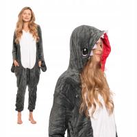 Piżama Damska Kombinezon Kigurumi Kostium Onesie Szary Rekin 155-165 cm