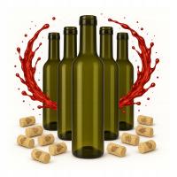 5x Butelki Szklane Brązowe 375ml na Wino Alkohol Ocet Syrop Likier