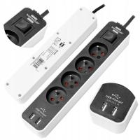 LISTWA ZASILAJĄCA PRZEDŁUŻACZ SZYBKA ŁADOWARKA USB BRENNENSTUHL 4 GNIAZDA