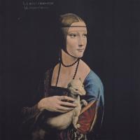 Poszetka z reprodukcją obrazu Leonarda Da Vinci - Dama z gronostajem E174B