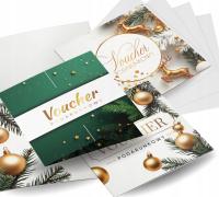ŚWIĄTECZNY VOUCHER SKŁADANY KREATOR GOTOWY PROJEKT TWOJE LOGO +KOPERTA 5SZT