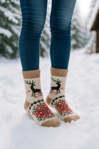 Skarpety wełniane grube ciepłe wełna owcza rozgrzewające masujące PL