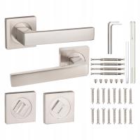 KLAMKA TAMBORA NIKIEL 100% ALUMINIUM SOLIDNA GAMAR ROZETA WC GRATIS KOMPLET