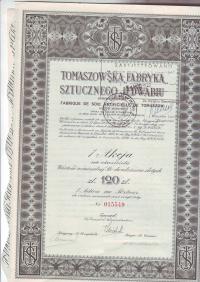 Tomaszowska Fabryka Sztucznego Jedwabiu, akcja na 120 zł z 1936 r.