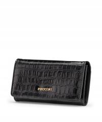 Большой женский кошелек PUCCINI черный с текстурой Crocco BLP740-1