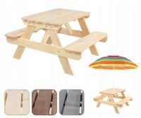 Stół piknikowy stół ogrodowy drewniany stół z ławkami stolik dla dzieci 1-6