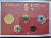 NORWEGIA ZESTAW MENNICZY 5 MONET W PLASTIKU 1998 ROK RARYTAS