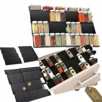 Organizer na przyprawy do szuflady regulowany czarny stojak na słoiczki