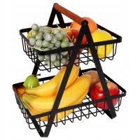 2-х уровневая корзина для фруктов и овощей металлическая черная витрина корзина