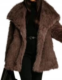 Futro długie do połowy uda brąz