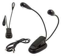 PODWÓJNA LAMPKA LED Z KLIPSEM DO CZYTANIA BLAT PULPIT KSIĄŻKA 2 RAMIONA