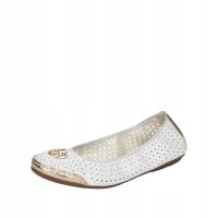 Baleriny damskie Rieker 41459-80 WHITE białe ażurowe EKO SKÓRA