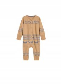 BRĄZOWY KLASYCZNY RAMPERS DŁUGI RĘKAW WZÓR NORWESKI Z BAWEŁNĄ