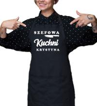 FARTUCH CZARNY KUCHENNY SZEFOWA KUCHNI + WŁASNE IMIE PREZENT