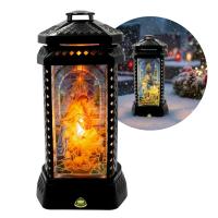 Świąteczny ZNICZ na Grób Czarna KAPLICZKA 29cm Witraż Boże Narodzenie+Wkład