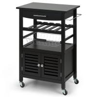 КУХОННЫЙ ОСТРОВ НА КОЛЕСИКАХ ШКАФ КУХОННАЯ ТЕЛЕЖКА ДЕРЕВЯННАЯ 5 ПОЛОК ЯЩИК