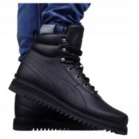 Puma ZIMOWE SKÓRA WYSOKIE buty męskie śniegowce SKÓRZANE trapery czarne